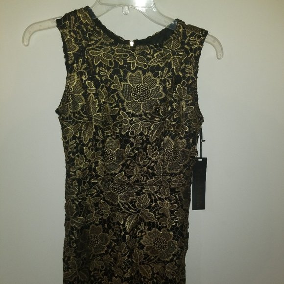 Gold and Black Lace Ryan Michelle Dress - Picture 1 of 3